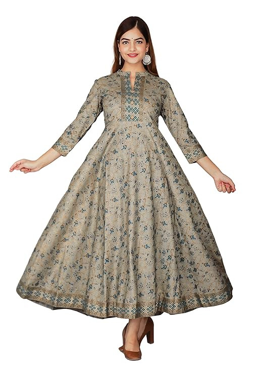 NEEMIYA Women's Rayon Printed Anarkali Kurta|Gowns for Women|Kurta & Kurtis