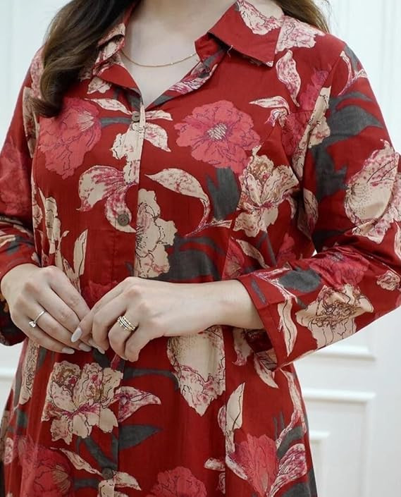 GRECIILOOKS Women's Cotton Blend Kurta Set | Kurta Set | Kurti Set For Women | Festive Kurta Set For Women | Regular Fit Kurta Set For Women