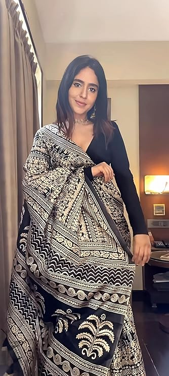 EthnicJunction Women's Silk Cotton Kalamkari Print Saree With Blouse Piece