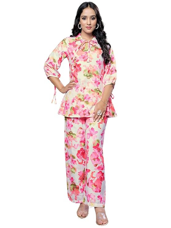 GRECIILOOKS Women's Rayon Co Ord Set | Co Ord Set for Women Stylish | Kurta Set for Women | Kurta Set | Ethnic Co Ord Set for Women | 3/4 Sleeve Women Co-ord set