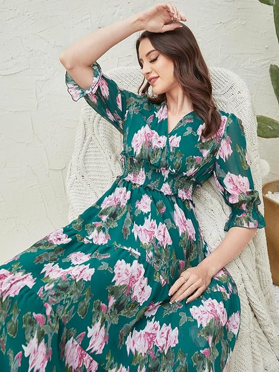 TOPLOT Dress for Women with Floral Print