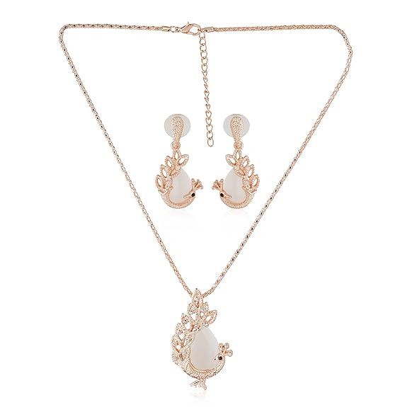 Estele Gold Plated Austrian Crystals Necklace Set for Women