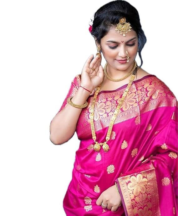 Yashika Women's Zari Woven Cotton Silk Jacquard Saree With Unstitched Blouse Material