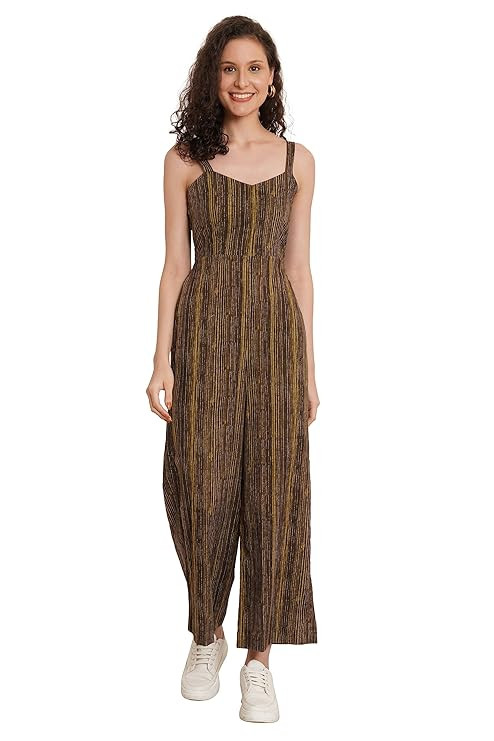 COTLAND Fashions Jaipuri Cotton Abstract Printed Sleeveless Jumpsuit for Women