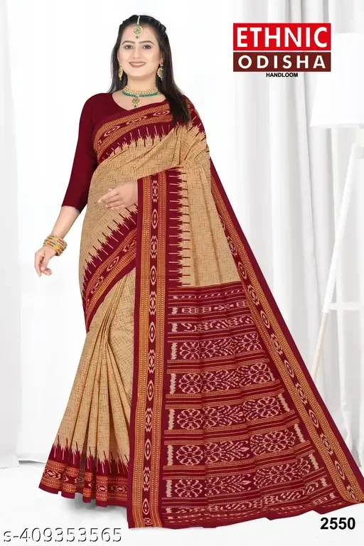 Ethnic Odisha Pure Cotton Saree Sambalpuri Pasapalli Print(pack of one)