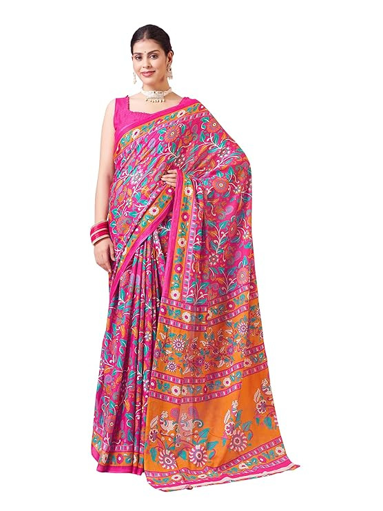 Garden Vareli Floral Print Pure Cotton Saree with Unstitched Blouse Piece 88442