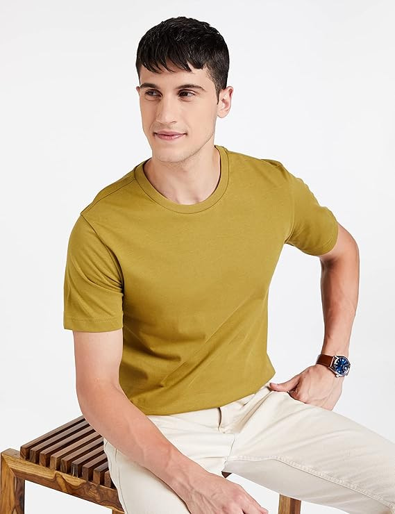 Symbol Men's Solid Cotton T Shirt | Round Neck | Half Sleeve | Plain-Regular Fit