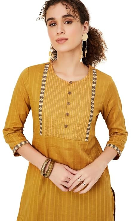 Women's Cotton Regular Fit A Line Kurta