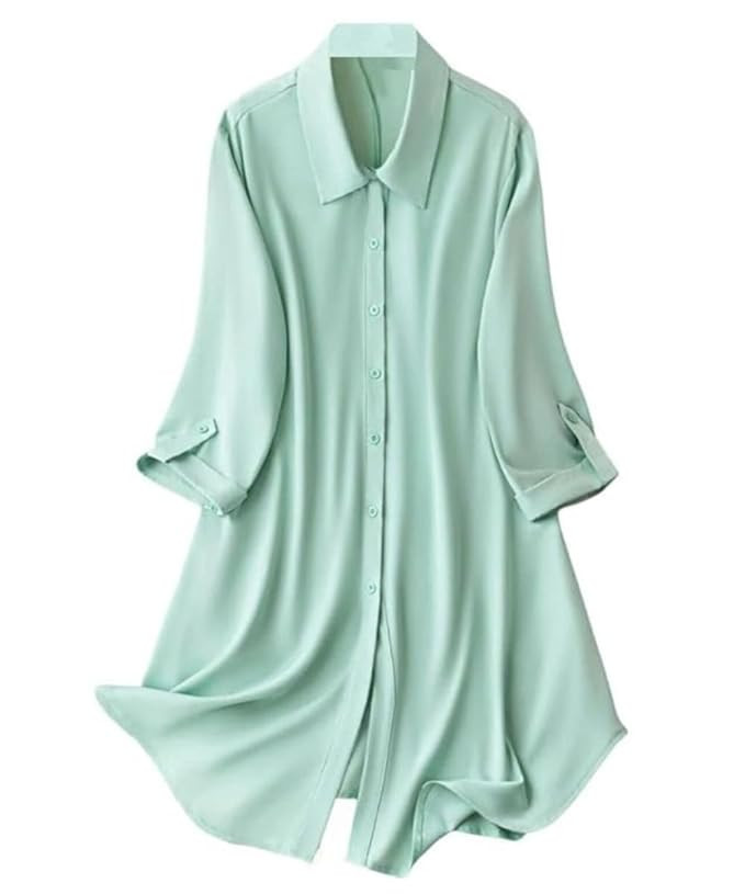 Leriya Fashion Western Dress || Rayon Solid Button Front Shirt Dress for Women || Roll Tab Sleeve & Collared Neck Flared Dress || Office || Summer Short Dresses for Women.